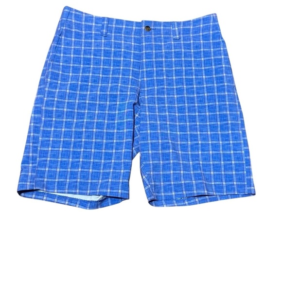 Men’s Callaway Blue Plaid Checkered Golf Shorts Size 32 Pockets - Picture 1 of 7